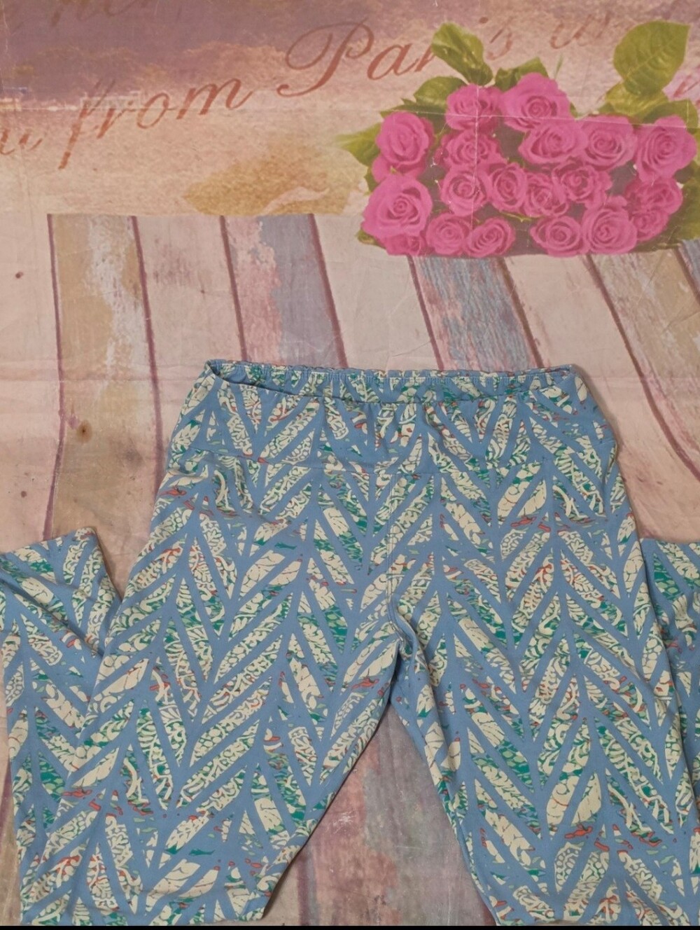 LuLaRoe Light Blue Floral Print Leggings